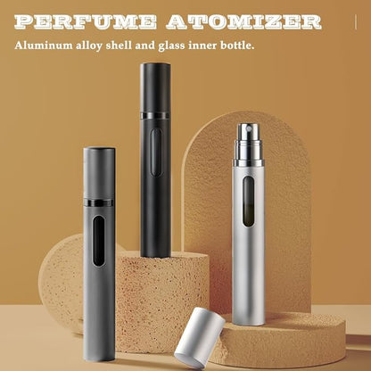 10ml Perfume Atomizer Travel Refillable, 3PCS Perfume Travel Refillable Bottle,Bottom-Filling Fragrances Perfumes Bottle,Mini Cologne Dispenser,Portable Sprayer（Black-Grey-Silver）