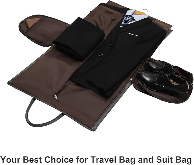 Leather Garment Bag for Travel, Modoker Carry On Suit Carrier Travel Bag with Shoulder Strap - Ideal for Business Trips and Weekend Getaways - The Garment Duffel Bag for Traveling Men Women