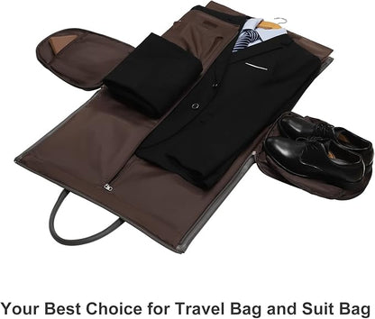 Leather Garment Bag for Travel, Modoker Carry On Suit Carrier Travel Bag with Shoulder Strap - Ideal for Business Trips and Weekend Getaways - The Garment Duffel Bag for Traveling Men Women