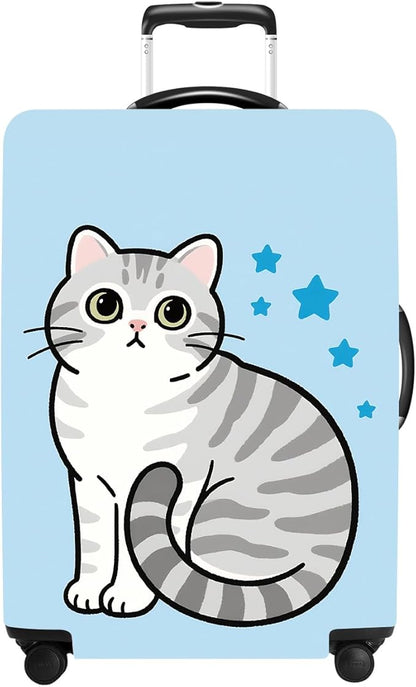 Luggage Cover Washable Suitcase Protector Anti-scratch Suitcase cover Fits 20-34 Inch Luggage (Cat, XL(32-34inch suitcase))