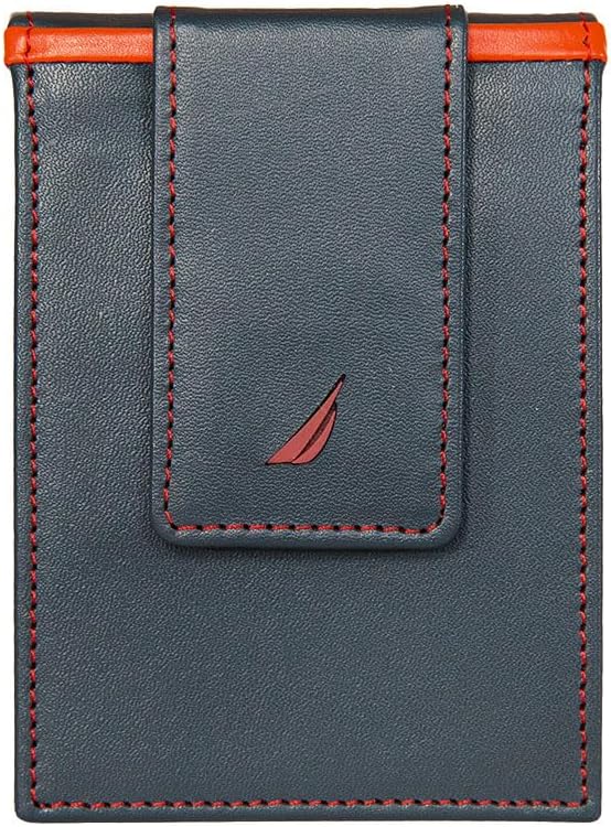 Nautica Men's Slim Wallet | Card Case | RFID Blocking | ID Window | Minimalist | Lightweight | Genuine Leather