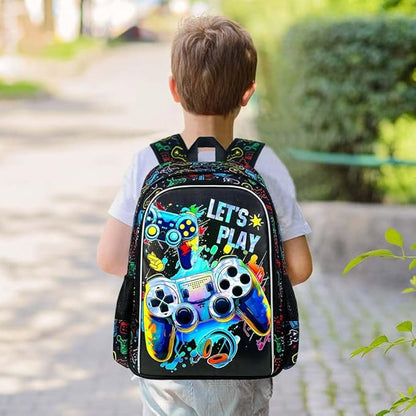 UFNDC 5PCS Kids Luggage for Boys, Game Rolling Suitcase with Wheels, Travel Carry-On for Children Toddler Elementary