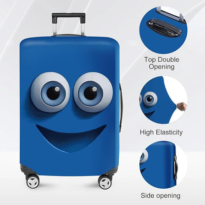 ANNA QUEEN Cut Blue Emoticons Luggage Cover Washable Suitcase Protector Suitcase Cover Anti-Scratch,Stretchable Fit for 18-32Inch Luggage,Travel Bag Cover XL(fits 29-32Inch suitcase)