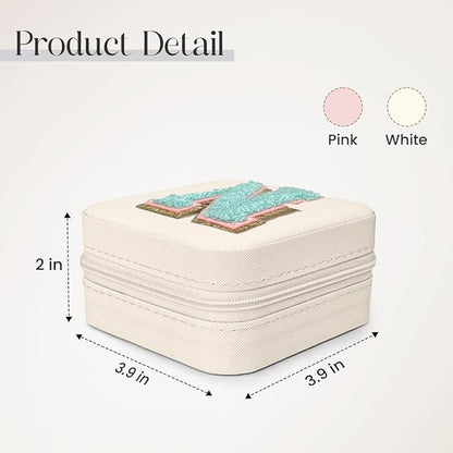 SANDJEST Personalized Jewelry Box, White Travel Jewelry Box with Initial N, Small Monogrammed Jewelry Case Organizer for Girls Women Teen Kids, Mini Travel Essentials Gifts for Birthday Christmas