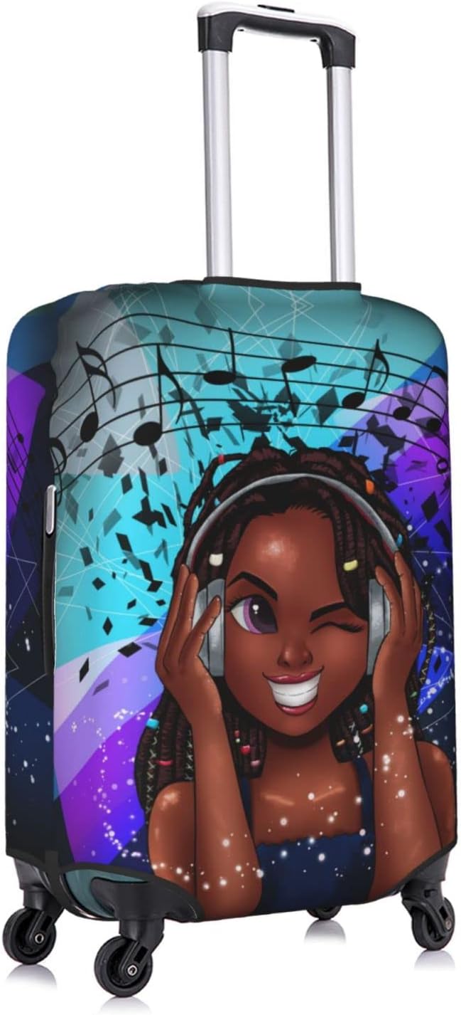 Luggage protector suitcase cover luggage cover for Suitcase Washable Suitcase Protector Anti-scratch Suitcase cover Large Black Girl Music
