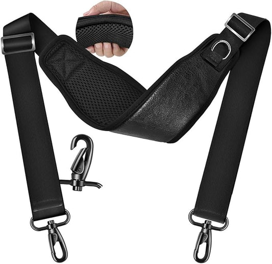 ZINZ Bag Shoulder Strap 78" with Ultra Cushion Breathable Pad,Durable Strap with Double Adjustable Buckles and Metal Hooks for D-ring Bags,Ideal for Individuals 5'11"and Taller,Black