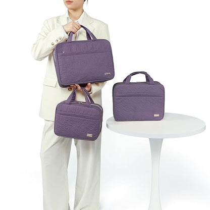 NISHEL Travel Toiletry Bag for women, Portable Hanging Organizer for Family-Sized Shampoo, Conditioner, Brushes Set, Makeup Accessories, Extra Large Size, Purple