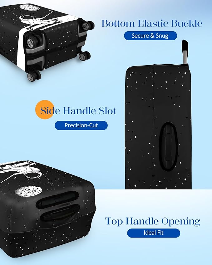 Slohif Luggage Cover for Suitcase Tsa Approved Protector - Luggage Sleeve Large Suit Case Cover Travel Stretch Baggage Case Protective Washable Fit 28-30 Inch Astronaut L