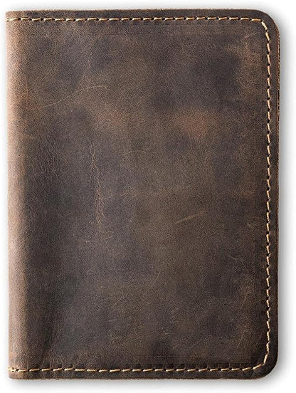 PEGAI Standard Full Grain Crazy Horse Leather Passport Holder | Custom Travel Passport Cover & Organizer | Handcrafted Leather Passport Wallet for Men and Women | Pike (Chestnut)