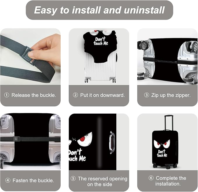 DON'T TOUCH ME Luggage Cover, Funny Travel Accessories with Inspirational Quotes, Durable Suitcase Protector