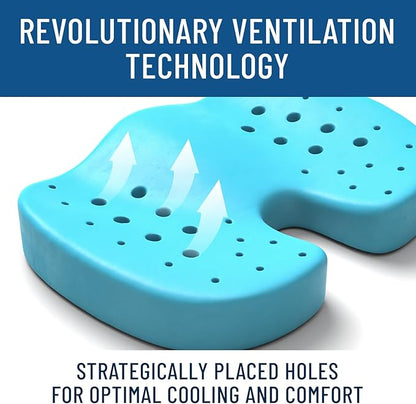 Everlasting Comfort Doctor Recommended Memory Foam Seat Cushion for Office Chairs & Car - Ergonomic Office Desk Accessories - Cushions for Tailbone Pain Relief, Sciatica & Back Support Pillow