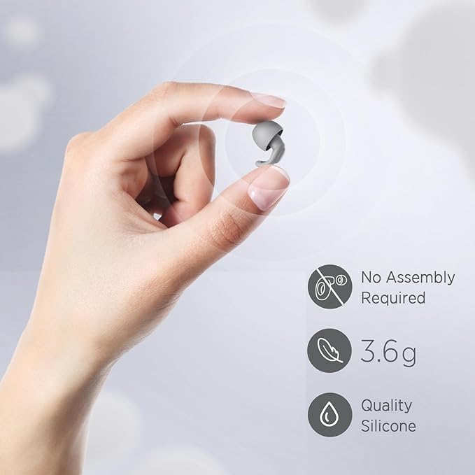 Silicone Ear Plugs for Noise Reduction - Reusable Soft Comfortable Earplugs for Sleeping,Noise Sensitivity & Flights -16 Ear Tips in XS/S/M/L, with 2 Travel Boxes - 33dB Noise Cancelling (Grey)