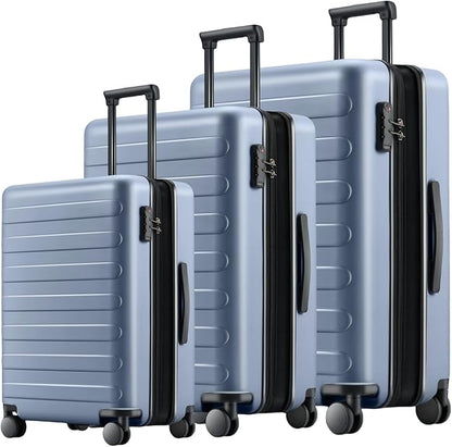 NINETYGO Luggage Sets 3 Piece, Carry On Luggage Airline Approved, Medium Large Checked Luggage with Spinner Wheels, Expandable, Hard Shell PC Suitcase Sets, TSA, 20in/24in/28in (Shadow, Rhine Max)