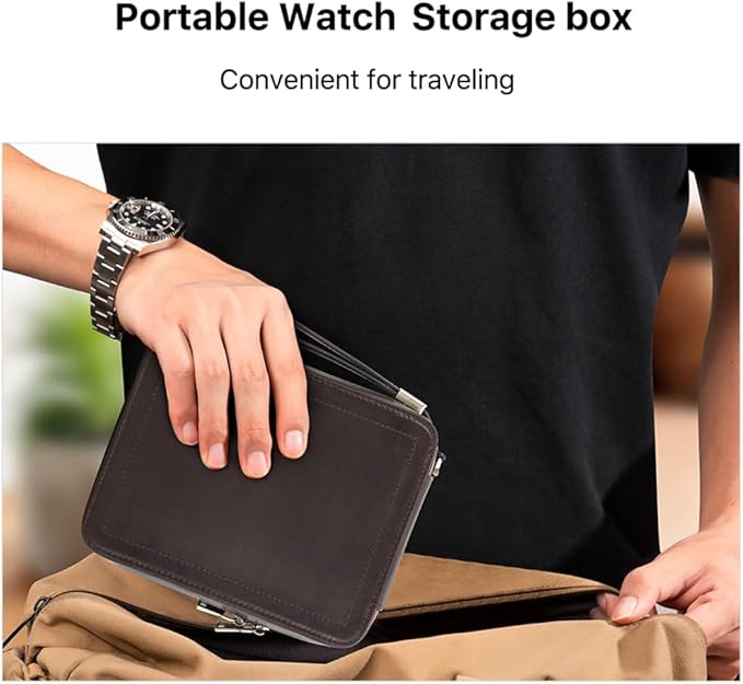 CONTACTS Full Grain Leather Watch and Glasses Case for Men Travel Jewelry Organizer for 2 Watches and Watch Straps or 1 Sunglasses Holder