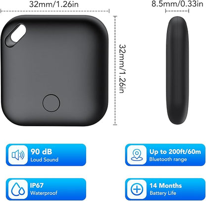 Air Tracker Tags-4 Pack, Smart Bluetooth Tracker Tag, Item Finder Works with Apple Find My (iOS Only) App, Keys Finder and Item Locator for Luggage, Backpack, Suitcases, Replaceable Battery