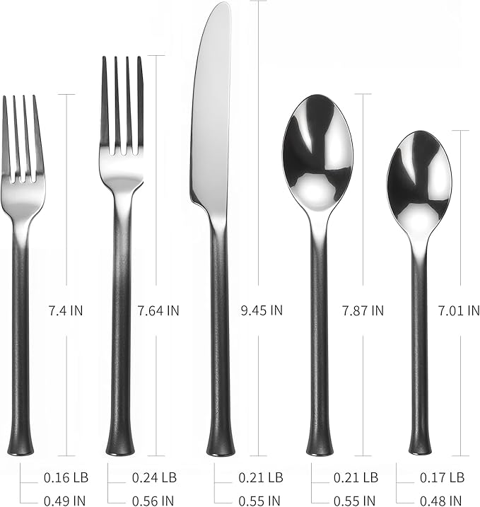 Silverware Set Flatware Set Stainless Steel Cutlery Set Vintage Black Handle Mirror Finished Heavy Duty 20 Pieces Service for 4