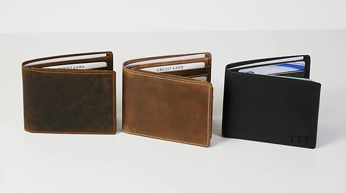 Custom Wallets For Men, Personalized Gifts For Men, Personalized Wallet For Men, Customized Engraved Full Grain Leather with RFID Blocking, Custom Gifts, Customized Wallets For Fathers Day, (Brown)