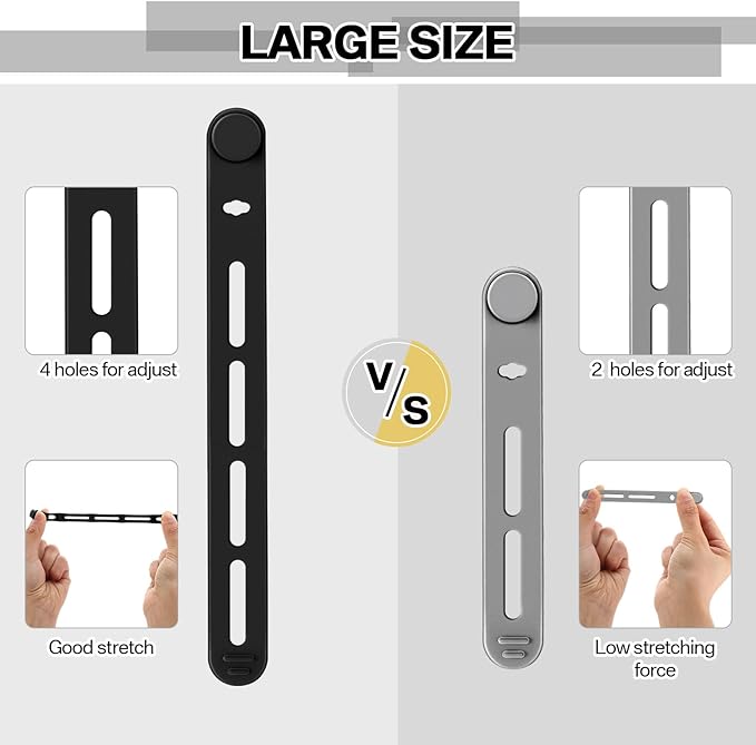 42 Pcs Silicone Cable Ties Reusable Cord Straps Multipurpose Elastic Cable Organizer for Bundling Fastening Earphone Phone Charger Home Office School (Black)