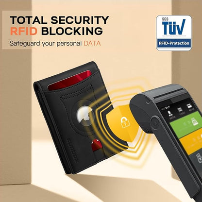 RUNBOX Wallet for Men Slim Rfid Leather 2 ID Window With Gift Box