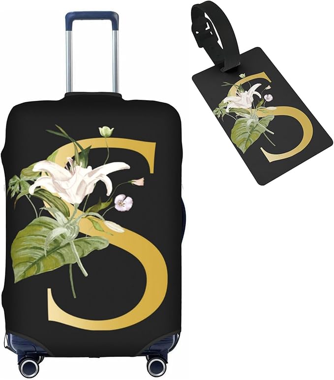 Decorative S Suitcase Protectors Elastic Washable Luggage Covers With Concealed Zippers For 18-32 Inch Luggage (Size M: Fits 22-24 Inch)