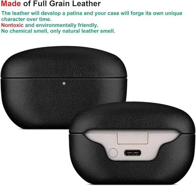 LOPIE Leather Case Compatible with Sony WF-1000XM5, Handcrafted Fully-Wrapped Nappa Leather Case Designed for Earbuds WF1000XM5 Cover 2023, Protective Hard Shell for Men/Women - Black