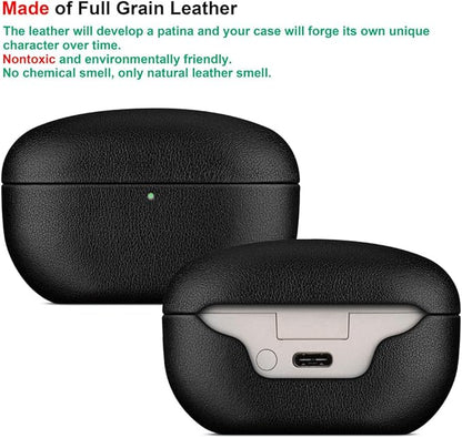 LOPIE Leather Case Compatible with Sony WF-1000XM5, Handcrafted Fully-Wrapped Nappa Leather Case Designed for Earbuds WF1000XM5 Cover 2023, Protective Hard Shell for Men/Women - Black