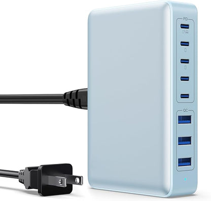 USB C Charger 300W USB C Charger Block 8-Ports GaN IV Fast Charging Station,PD 100W Laptop Charging Hub Wall Adapter Compatible with MacBook/Air,DELL,Steam Desk,iPhone 16/15/14,Galaxy S24 etc