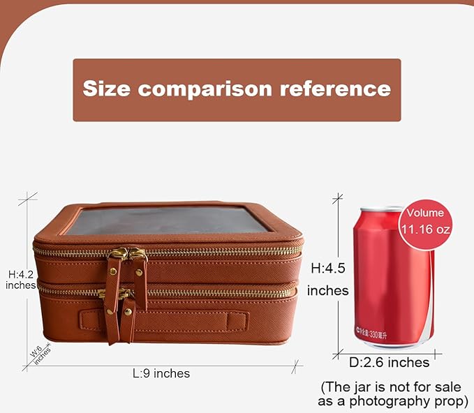 SANHECUN Clear Travel Toiletry bag Toiletry Case Carry on Travel Accessories Bag Makeup Bag Dimensions | LxWxH:9” x 6” x 4.2” (Brown, SHC-TL-2)