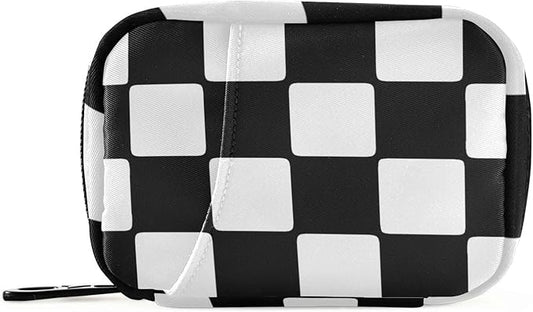 Pill Organizer Box Case Weekly Travel Pill Container Cute Pill Holder 7Day Vitamin Organizer Pill Dispenser Sorter Planner Storage Small Compact Checkerboard White and Black05