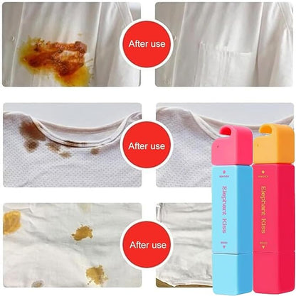 Elephant Kiss Stain Remover, 3-Second Stain Remover Pen for Clothes, Double Head Instant Stains Treater Sticks, 12ml Spot Cleaner With Lanyard Travel & Pocket-Sized (blue+green)