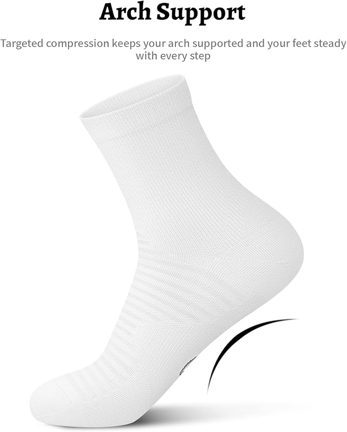 Compression Running Ankle Socks for Men and Women (6 Pairs), Quarter Athletic Socks for Running, Cycling, Golf, Work
