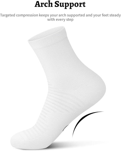 Compression Running Ankle Socks for Men and Women (6 Pairs), Quarter Athletic Socks for Running, Cycling, Golf, Work