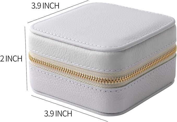 Genuine Leather Travel Jewelry Case Organizer with Mirror for Women, Small Jewelry Box Portable Mini Jewelry Case for Earring, Ring, Necklace, Bracelet（Lychee Grain Purple）