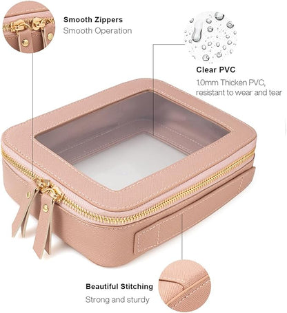 Clear Makeup Bag Set, Travel Makeup Case Clear Cosmetic Travel Bag Small Makeup Organizer Mini Make Up Pouch for Purse Waterproof Toiletry Bag Portable Car Essentials Car Organizer