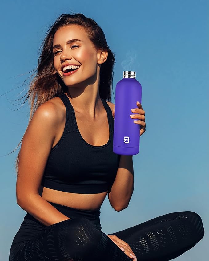 Insulated Water Bottle with Lid, 25 oz Reusable Leak-Proof Metal Stainless Steel Water Bottles for Travel, Sports, Gym, Outdoor (Dark Blue)