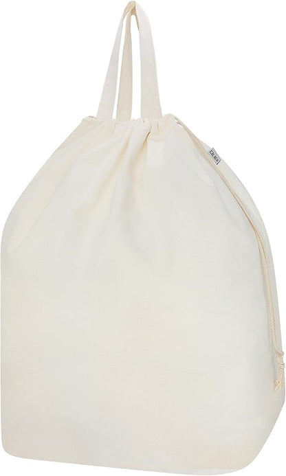 Canvas Laundry Bags with Handles & Rectangular Base, 90L Extra Large Heavy Duty Laundry Basket Hamper Liner Replacement, Washable Cotton Drawstring Dirty Clothes Bag