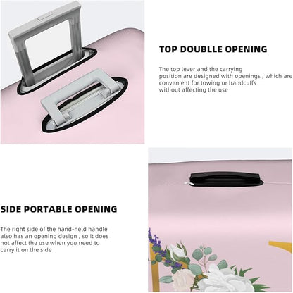 Flower Lette Z Pink Luggage Cover Elastic Washable Stretch Suitcase Protector Anti-Scratch Travel Suitcase Cover for Kid and Adult M (22-24 inch suitcase)