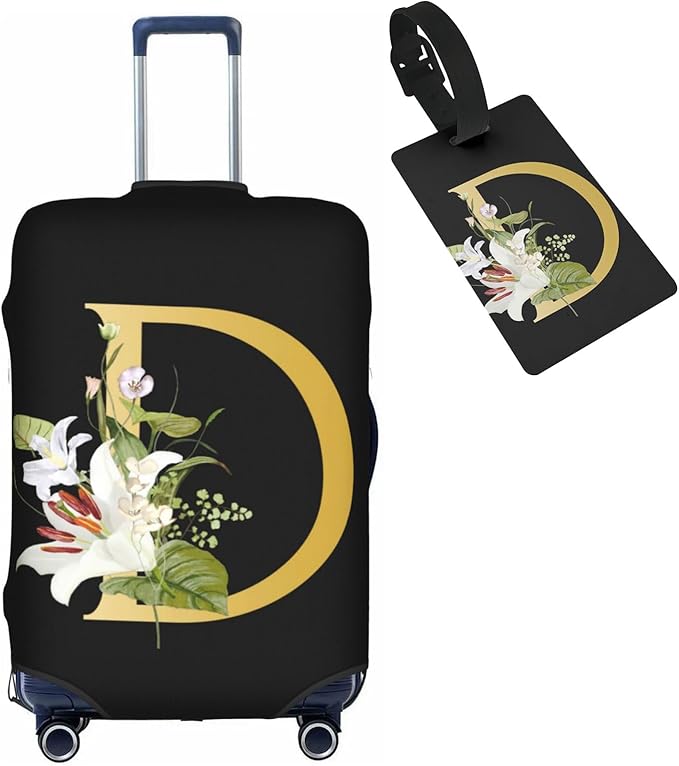 Decorative D Suitcase Protectors Elastic Washable Luggage Covers With Concealed Zippers For 18-32 Inch Luggage (Size S: Fits 18-21 Inch)