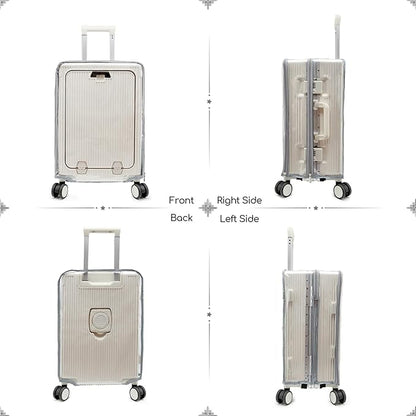 Clear Carry On Luggage Cover, No Disassembly, 20 Inch with Front Pocket Zipper, PVC Plastic Material, Travel Waterproof Transparent Suitcase Protector