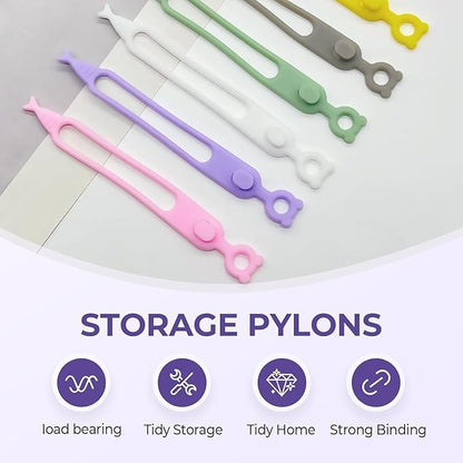 Data Cable Organizer, Upgrade Elastic Silicone Cable Straps Cord Organizer Silicone Headphone Organizers, Reusable Cable Ties Wire Organizer for Bundling and Earphone Phone Charger (30)