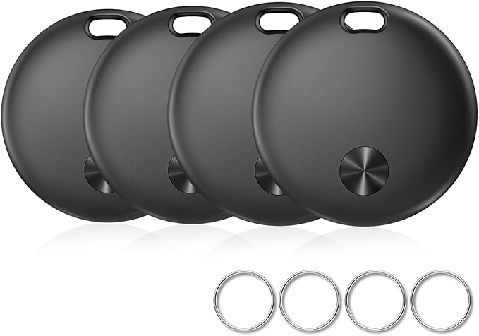 Air Tracker Tags- 4 Pack, New Bluetooth Tracker Works with Apple Find My APP (iOS Only), 92 dB Sound, Replaceable Battery, Smart Tag Keys Finder and Item Locator for Keys, Bags, Luggage, Wallet, etc