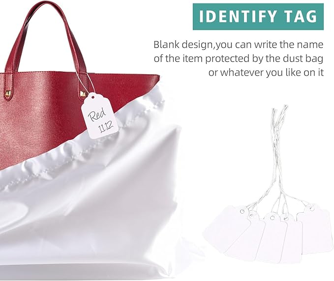 10 Pack Dust Bags for Handbags, Shoe Dust Bags for Purses, Silk Cotton Purse Cover Storage Bag(White, M-19.6 × 15.7 in)