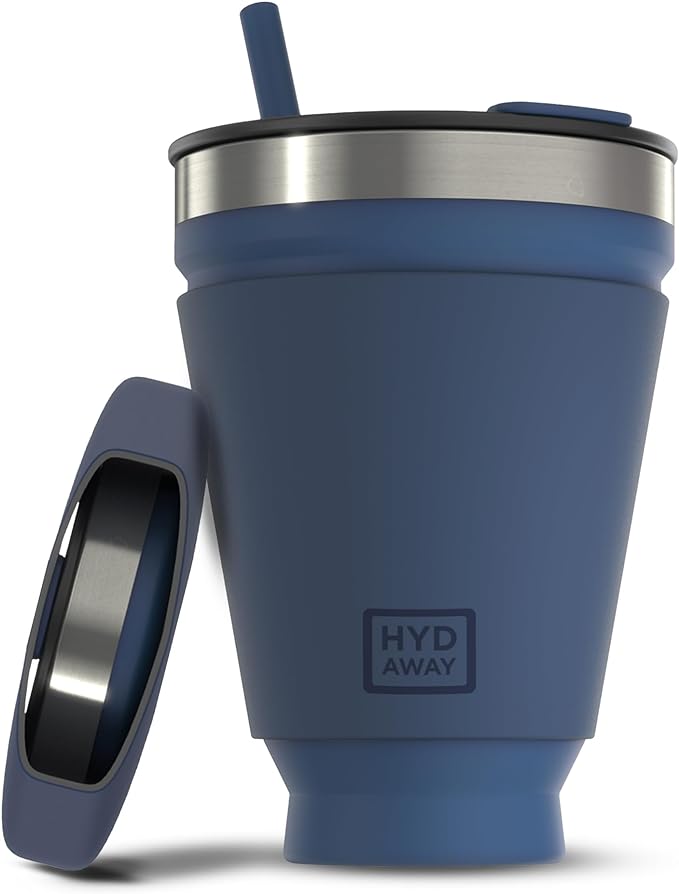 HYDAWAY 16oz Collapsible Tumbler - BPA-Free, Reusable Silicone Cup with Lid & Insulating Sleeve - Perfect for Coffee, Travel, and Everyday Use