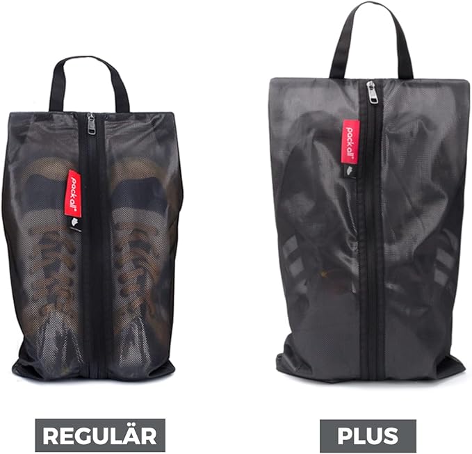 pack all Plus-Sized Shoe Bag for Travel, Water-Resistant Shoe Pouch for Gym, Odor-Resistant Soccer Cleats Bag for Sport (Black, 2-Pack)