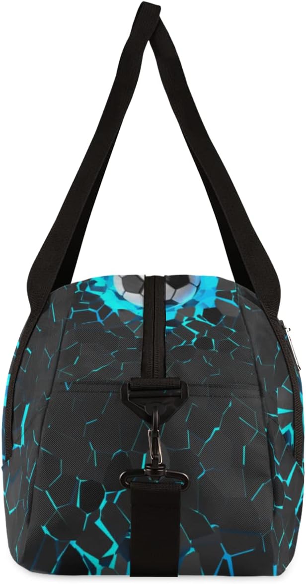 3D Light Wall Football Soccer Pattern Gym Duffle Bag for Kids,Sports Bag for Teens Boys & Girls Small Waterproof Overnight Weekender Carry School Practice Travel Bag
