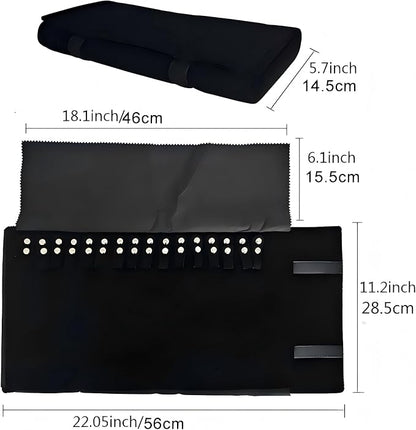 Velet Travel Jewelry Case Roll Bag Organizer for Necklace Bracelet Black Gray Velvet (Black Velvet)