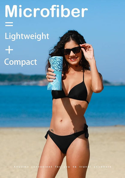 4 Pack Microfiber Lightweight Beach Towel Sand Free Quick Dry Absorbent Thin Compact Towels for Swimming Pool Camping Beach Accessories Large Easy Pack Travel Things for Vacation Essentials Gift