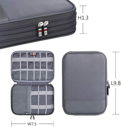 Electronic Cable Organizer Bag - Portable Travel Double Layers Electronic Digital Accessories Storage Pouch Bags for SD Card Case, USB Flash Drive,Charging Cords, USB Charger, Mini Tablet
