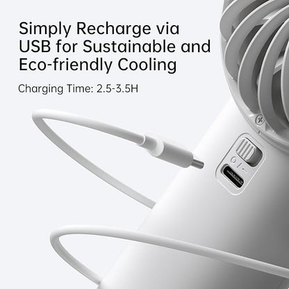 JISULIFE Handheld Portable Fan with Powerful Motor,LED Display,5000mAh Battery,5 Wind Speeds,Lanyard; Summer Essentials USB Rechargeable Hand held Fan for Travel,Beach,Makeup,Concerts-Gery