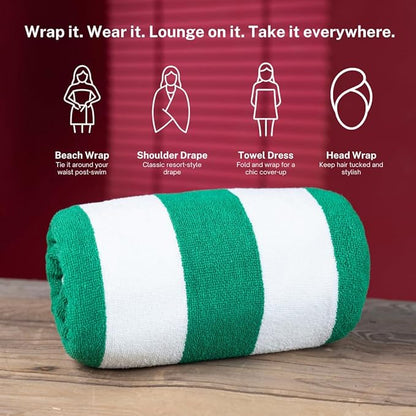 Cotton Turkish Beach Towel with Towels Oversized 30"x60" Pool Absorbent Extra Large Quick Dry Sand Travel Towel (Cabana Mix, 4 Pack)